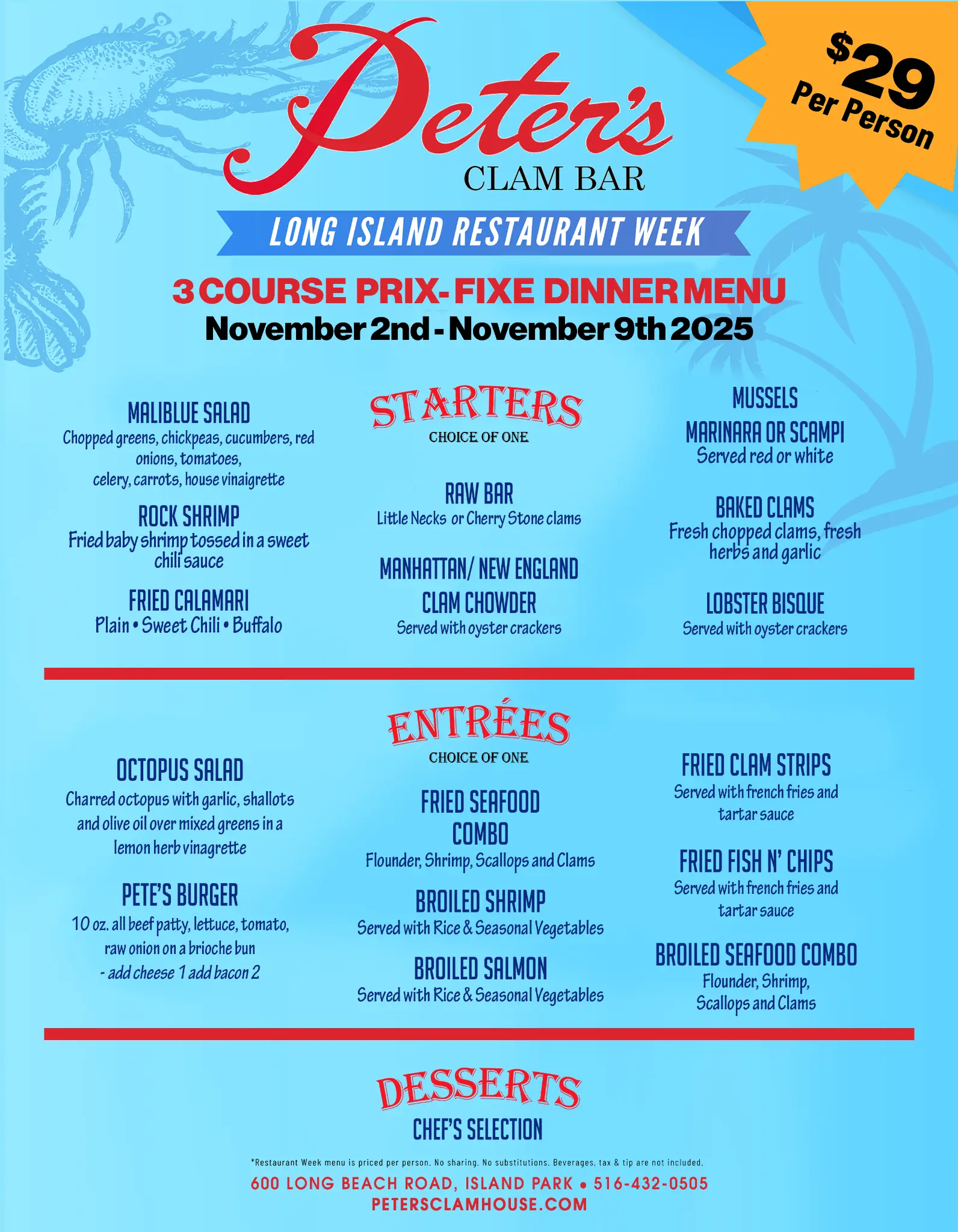 Long Island Restaurant Week Menu